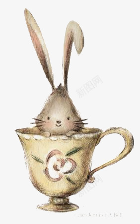 杯子里的兔子png免抠素材_新图网 https://ixintu.com 动物 卡通 卡通兔子 可爱 手绘 插画 文艺 清新 茶杯