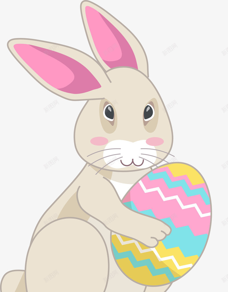 复活节抱着彩蛋的兔子png免抠素材_新图网 https://ixintu.com 可爱兔子 复活节 害羞 开心 抱着彩蛋的兔子 黄色兔子