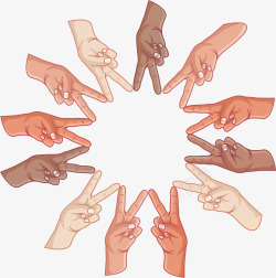 国际友谊不同肤色的手指高清图片
