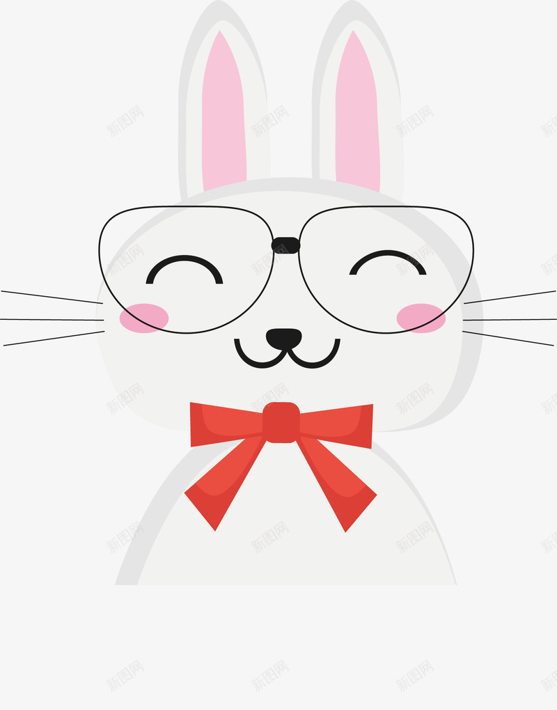 戴眼镜的小兔子矢量图ai免抠素材_新图网 https://ixintu.com 动物 卡通手绘 可爱 微笑 漂亮 眼镜 矢量图