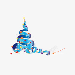 蓝色圣诞树彩条素材