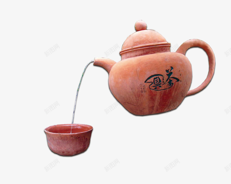 茶壶装饰图案png免抠素材_新图网 https://ixintu.com 倒茶 倾倒茶水 棕色 水滴 茶壶