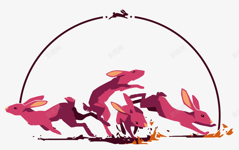 粉红色跳跃的兔子矢量图eps免抠素材_新图网 https://ixintu.com 兔子PNG矢量图 兔子免扣PNG图 动物 卡通 手绘 水彩 矢量兔子 粉色 矢量图