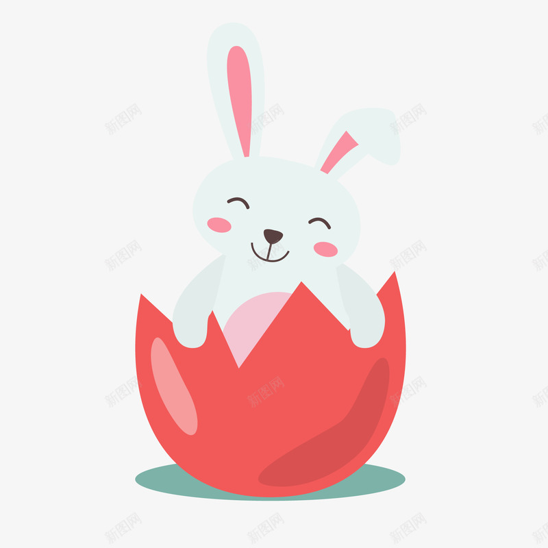 躲在红色蛋壳里的小兔子矢量图ai免抠素材_新图网 https://ixintu.com 兔子 动物设计 卡通 可爱 红色蛋壳 矢量图