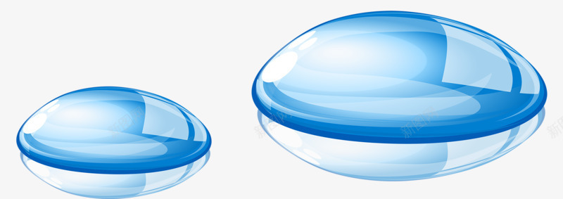 两颗蓝色水流png免抠素材_新图网 https://ixintu.com 晶莹剔透 水滴 美丽 蓝色 透明