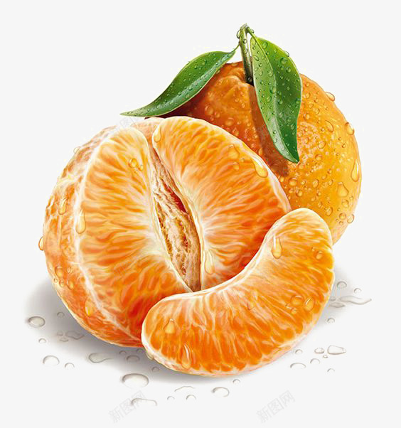 橘子png免抠素材_新图网 https://ixintu.com 创意水果 成熟的橘子 新年橘子 水滴 诱人水果