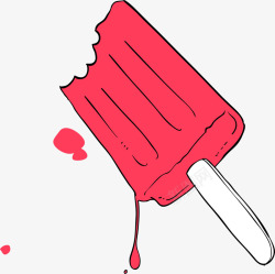 红色冰棒手绘红色冰棒水滴图案高清图片
