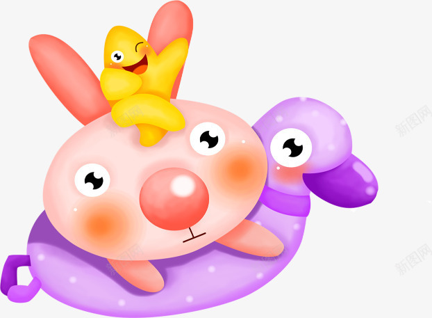 鸭子游泳圈png免抠素材_新图网 https://ixintu.com 儿童 免费下载 卡通风格 红色兔子