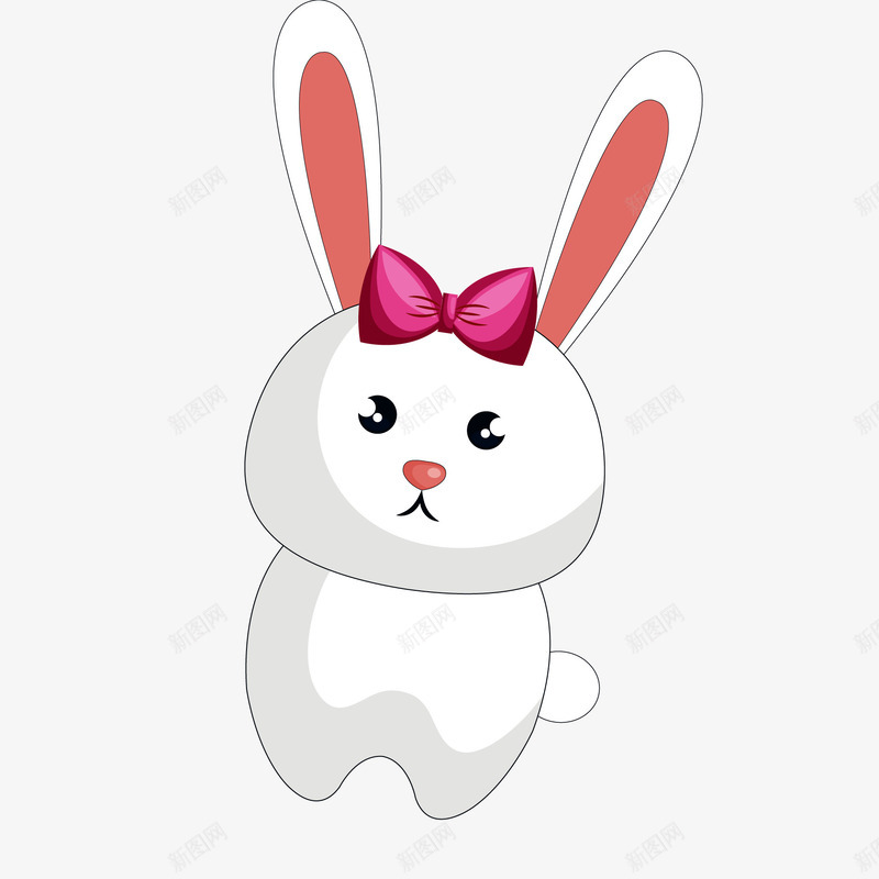 卡通可爱的小兔子矢量图ai免抠素材_新图网 https://ixintu.com 兔子 动物设计 卡通 可爱 手绘 白兔 蝴蝶结 矢量图