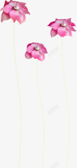 粉红花朵花枝塑料花素材