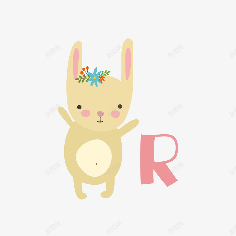 小兔子字母R矢量图eps免抠素材_新图网 https://ixintu.com 卡通 卡通可爱 卡通的 可爱卡通 可爱的小兔子 字母R 小兔子 矢量图