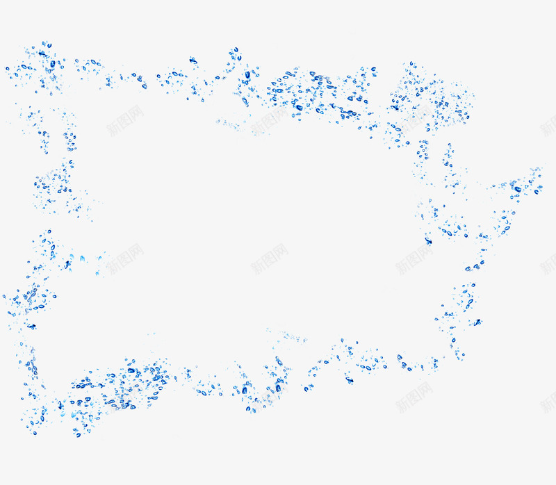 蓝色水珠形成的方形话框png免抠素材_新图网 https://ixintu.com 形成 方形 水珠 素材 蓝色
