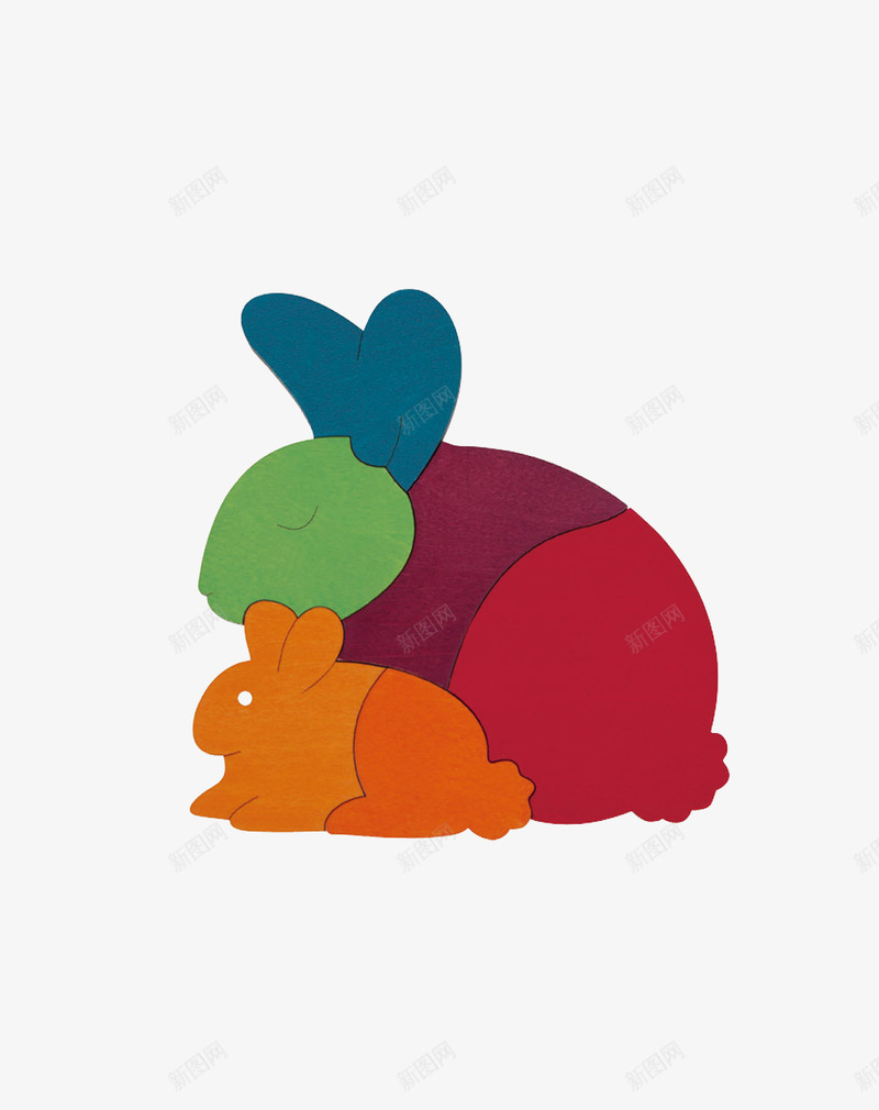 创意兔子拼图png免抠素材_新图网 https://ixintu.com 产品实物 兔子 可爱 拼图 有趣 玩具