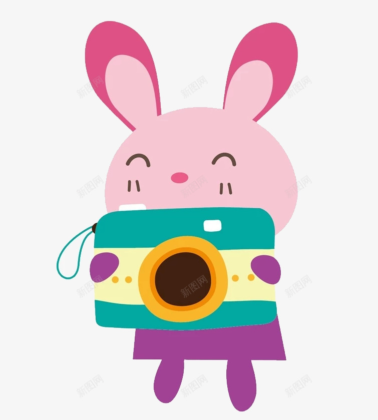 卡通兔子拍照片png免抠素材_新图网 https://ixintu.com 兔子 可爱 拍照 粉色