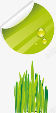 绿叶绿草拼接水滴图标图标