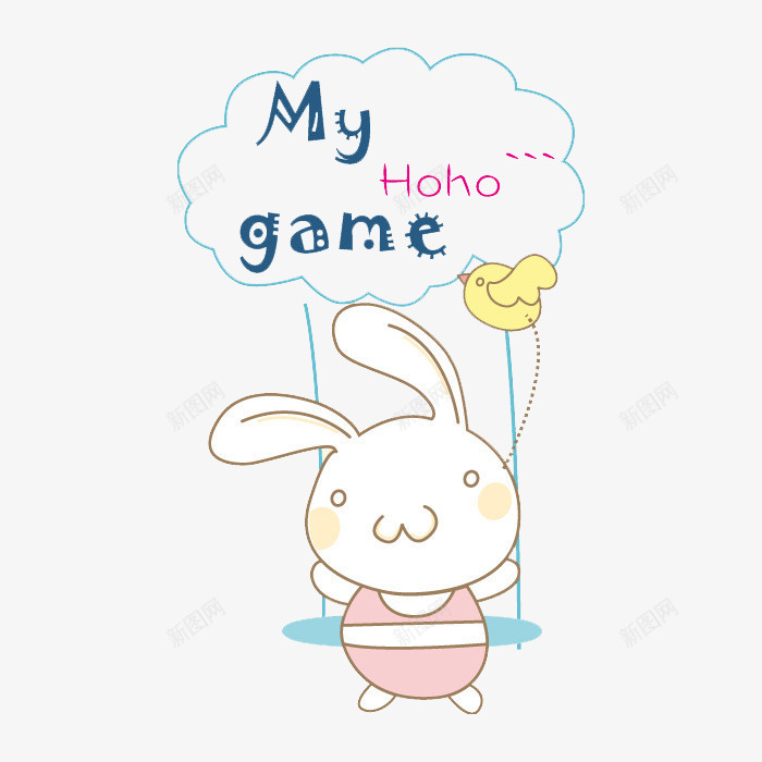 荡秋千的兔子png免抠素材_新图网 https://ixintu.com 卡通 可爱的 小兔子 白色的 秋千 简笔 英文