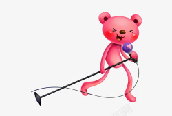粉红色小熊卡通唱歌素材