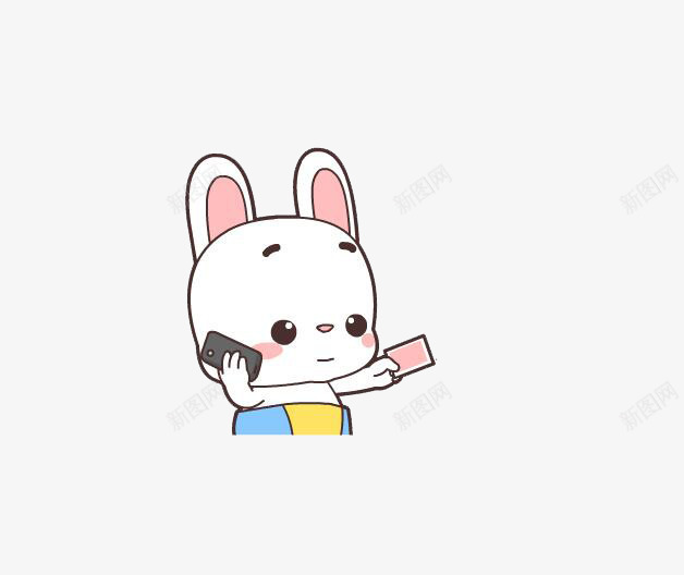 打电话的兔子png免抠素材_新图网 https://ixintu.com 兔子 卡通 可爱 打电话 穿衣服的兔子