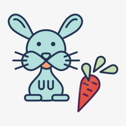 手绘兔子萝卜素材