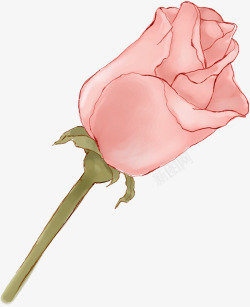 创意合成手绘粉红色的玫瑰素材