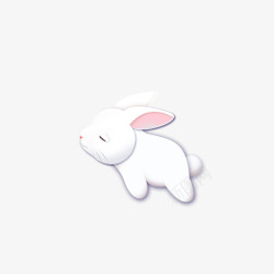 手绘白色可爱兔子素材