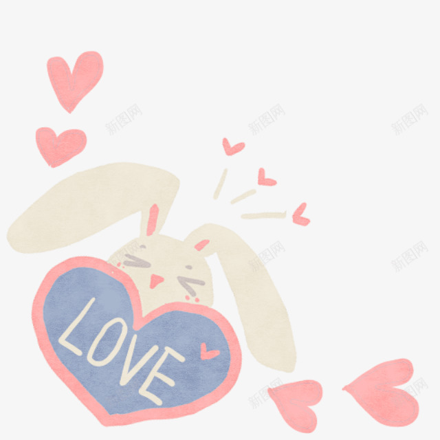小兔子爱心png免抠素材_新图网 https://ixintu.com 动漫 小兔子爱心 笔刷 素材