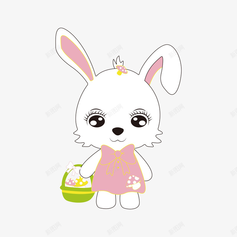 可爱的垂耳兔子矢量图eps免抠素材_新图网 https://ixintu.com 可爱 可爱的兔子 垂耳兔 大眼兔 粉色 粉色衣服 绿色 绿色篮子 矢量图
