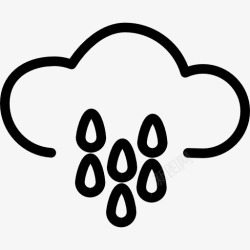 天气下降雨是云的轮廓与水滴图标高清图片