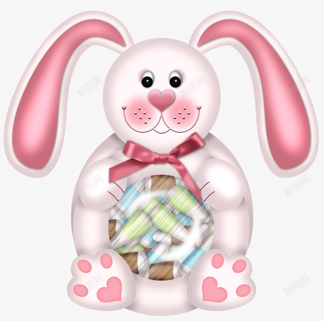 抱球的兔子png免抠素材_新图网 https://ixintu.com 兔子 兔耳朵 爪子 粉色