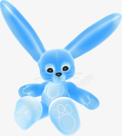 卡通手绘蓝色兔子素材