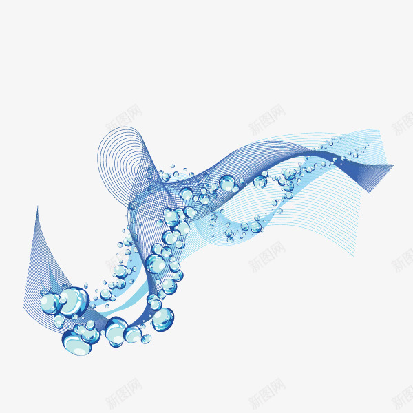 蓝色水纹水滴线条png免抠素材_新图网 https://ixintu.com 水滴 线条 蓝色水纹