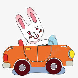 动物开车开车的小兔子矢量图高清图片