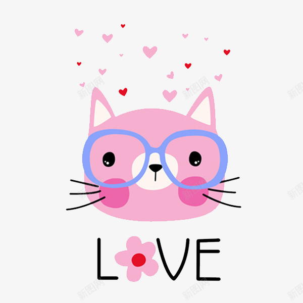 粉色的猫咪png免抠素材_新图网 https://ixintu.com 卡通 可爱的 呆萌 小猫咪 爱心 简笔 粉色的 英文字