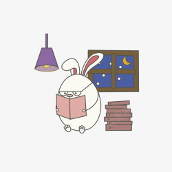 用工卡通看书的兔子图高清图片