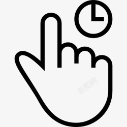 一个时钟点击手势手指概述符号中风图标高清图片