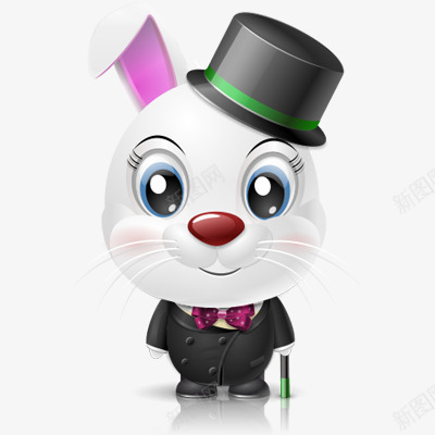 戴礼帽的小兔png免抠素材_新图网 https://ixintu.com 小兔子形象 小兔子戴帽子 穿西服的兔子