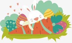 啃萝卜啃胡萝卜的兔子矢量图高清图片