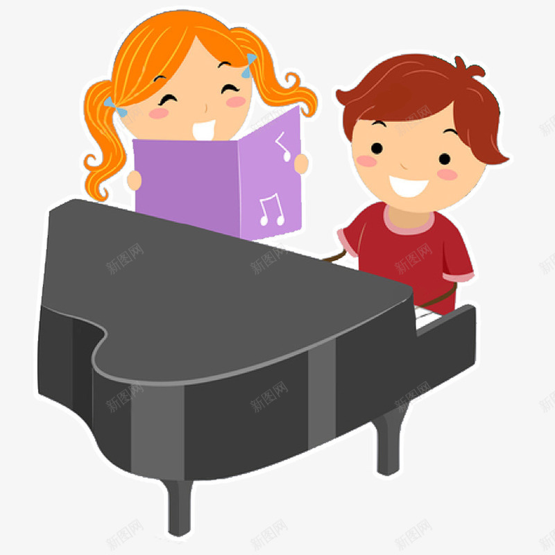 弹奏钢琴的男孩和读谱的女孩png免抠素材_新图网 https://ixintu.com 乐器 女孩 弹奏 欢笑 演奏 男孩 钢琴 钢琴曲 音乐课 音乐课堂