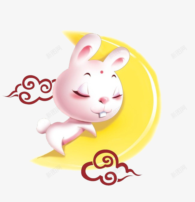 月亮的兔子png免抠素材_新图网 https://ixintu.com 云纹 兔子 动物 月亮 矢量装饰 装饰