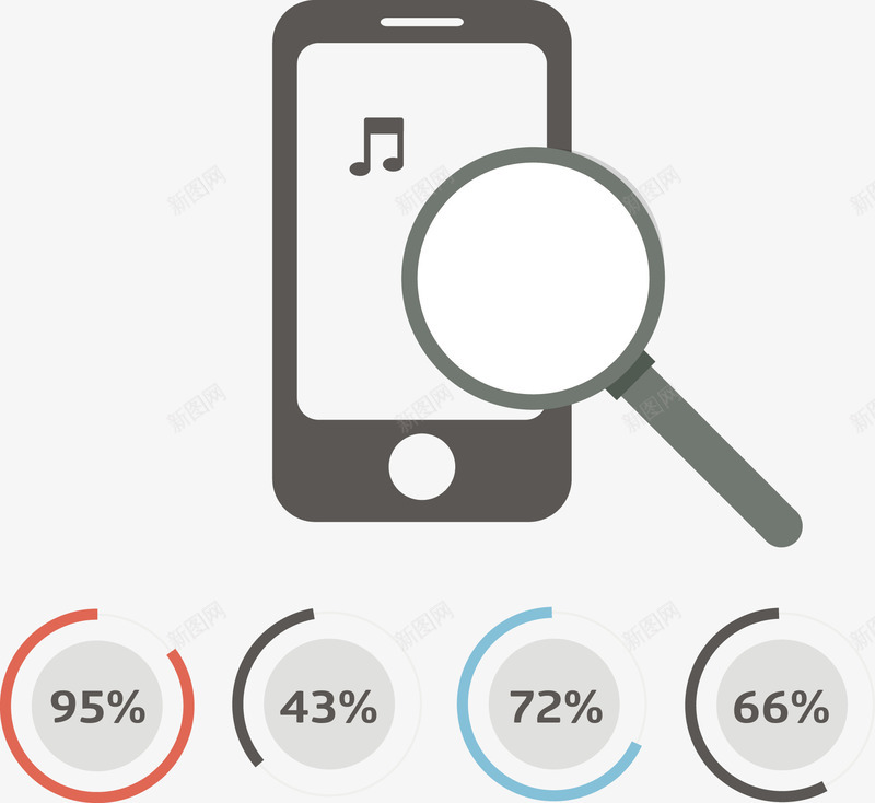 手机搜索png免抠素材_新图网 https://ixintu.com 彩色 放大符号 进度条 音乐