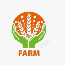 农场标志卡通扁平化农场手势logo图标高清图片
