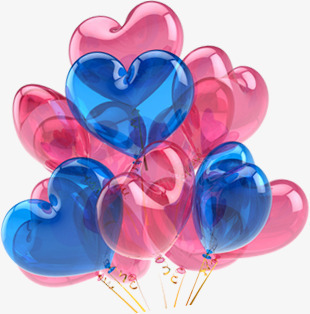蓝色粉红色透明心形气球一束png免抠素材_新图网 https://ixintu.com 一束 心形 气球 粉红色 蓝色 透明