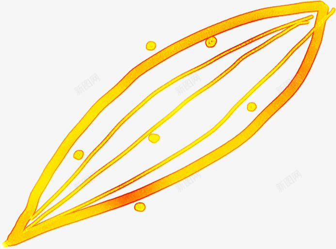 手绘黄色水彩线条树叶装饰png免抠素材_新图网 https://ixintu.com 树叶 水彩 线条 装饰 黄色