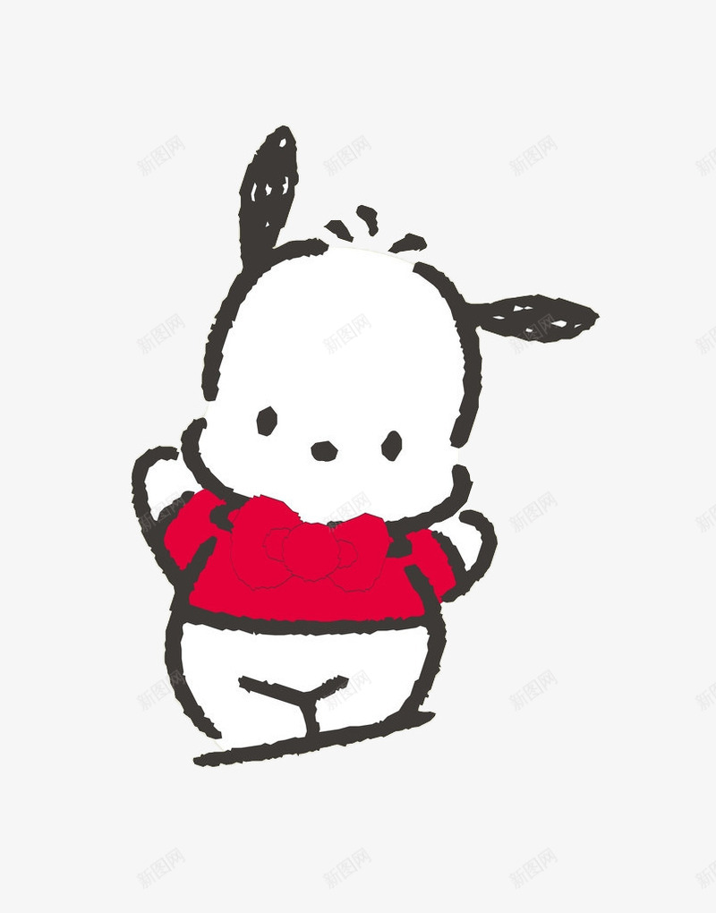 穿红色衣服的手绘白色小兔子png免抠素材_新图网 https://ixintu.com 小兔子 手绘 白色 红色衣服