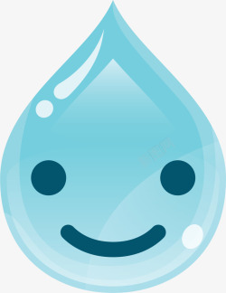 蓝色微笑可爱水滴素材
