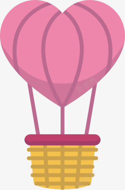 浪漫粉红爱心热气球矢量图素材