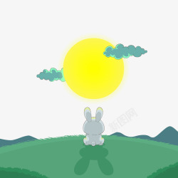 可爱中秋节望月的兔子素材