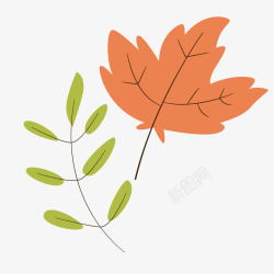 可爱秋天树叶手绘矢量图素材
