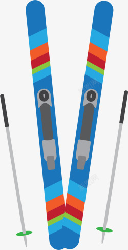 条纹滑雪板冬季运动蓝色滑雪板高清图片