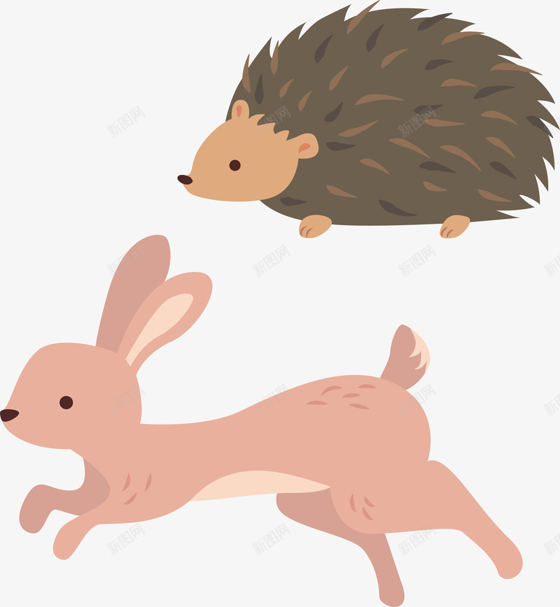 奔跑的刺猬和兔子png免抠素材_新图网 https://ixintu.com 兔子 刺猬 奔跑 矢量素材